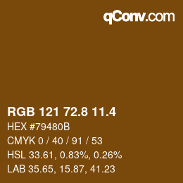 カラーコード: RGB 121 72.8 11.4 | qconv.com