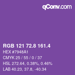 カラーコード: RGB 121 72.8 161.4 | qconv.com