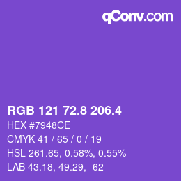 カラーコード: RGB 121 72.8 206.4 | qconv.com