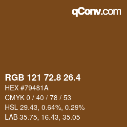 カラーコード: RGB 121 72.8 26.4 | qconv.com