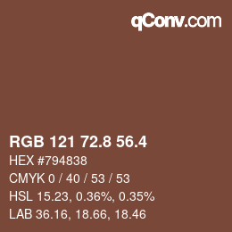 カラーコード: RGB 121 72.8 56.4 | qconv.com