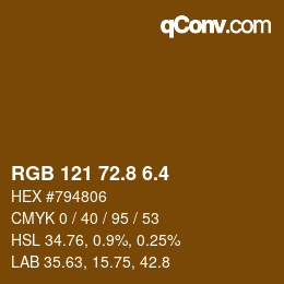 カラーコード: RGB 121 72.8 6.4 | qconv.com