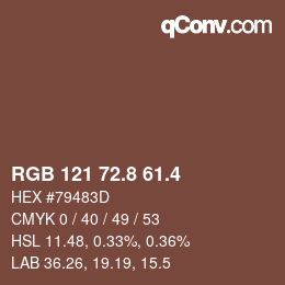 カラーコード: RGB 121 72.8 61.4 | qconv.com