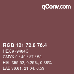 カラーコード: RGB 121 72.8 76.4 | qconv.com
