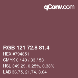 カラーコード: RGB 121 72.8 81.4 | qconv.com
