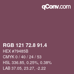 カラーコード: RGB 121 72.8 91.4 | qconv.com