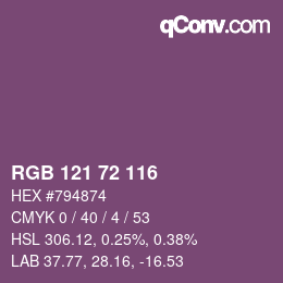 Code couleur: RGB 121 72 116 | qconv.com