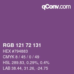 Farbcode: RGB 121 72 131 | qconv.com