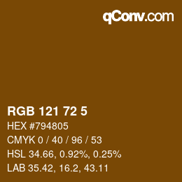 Color code: RGB 121 72 5 | qconv.com