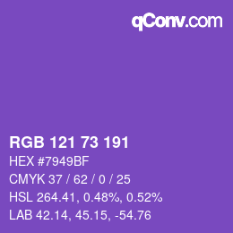 Color code: RGB 121 73 191 | qconv.com