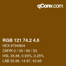 カラーコード: RGB 121 74.2 4.6 | qconv.com