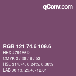 カラーコード: RGB 121 74.6 109.6 | qconv.com