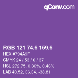カラーコード: RGB 121 74.6 159.6 | qconv.com
