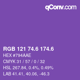 カラーコード: RGB 121 74.6 174.6 | qconv.com