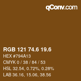カラーコード: RGB 121 74.6 19.6 | qconv.com