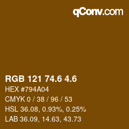 カラーコード: RGB 121 74.6 4.6 | qconv.com