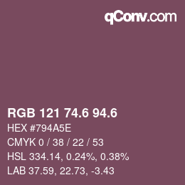 カラーコード: RGB 121 74.6 94.6 | qconv.com