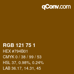 カラーコード: RGB 121 75 1 | qconv.com
