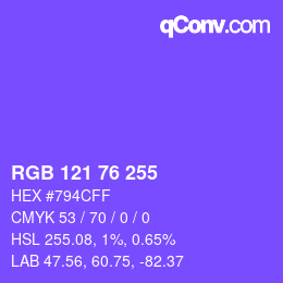 カラーコード: RGB 121 76 255 | qconv.com