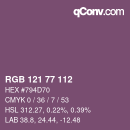 颜色代码: RGB 121 77 112 | qconv.com