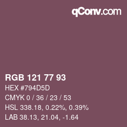 Color code: RGB 121 77 93 | qconv.com