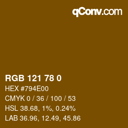カラーコード: RGB 121 78 0 | qconv.com