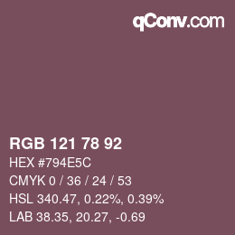 カラーコード: RGB 121 78 92 | qconv.com