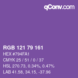 Color code: RGB 121 79 161 | qconv.com