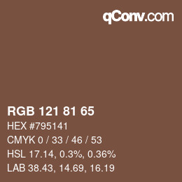 颜色代码: RGB 121 81 65 | qconv.com