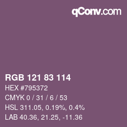 Farbcode: RGB 121 83 114 | qconv.com