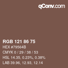 カラーコード: RGB 121 86 75 | qconv.com