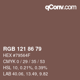 Farbcode: RGB 121 86 79 | qconv.com