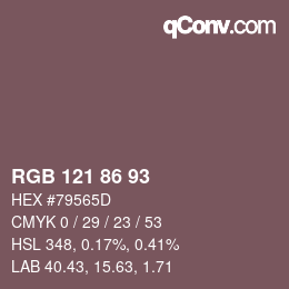 Código de color: RGB 121 86 93 | qconv.com