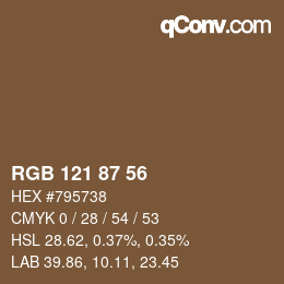 Color code: RGB 121 87 56 | qconv.com