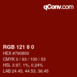 カラーコード: RGB 121 8 0 | qconv.com