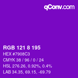 Color code: RGB 121 8 195 | qconv.com