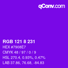 Color code: RGB 121 8 231 | qconv.com