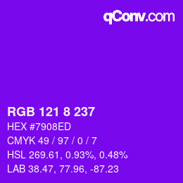 Color code: RGB 121 8 237 | qconv.com