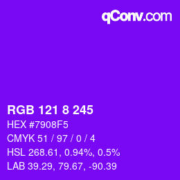 Color code: RGB 121 8 245 | qconv.com