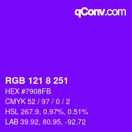 カラーコード: RGB 121 8 251 | qconv.com
