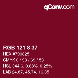 カラーコード: RGB 121 8 37 | qconv.com
