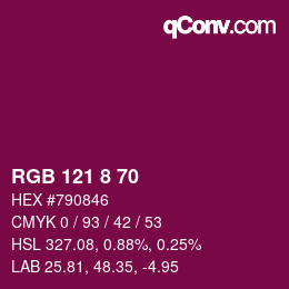 Color code: RGB 121 8 70 | qconv.com