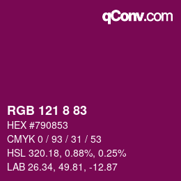 Color code: RGB 121 8 83 | qconv.com