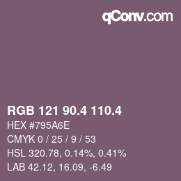 カラーコード: RGB 121 90.4 110.4 | qconv.com