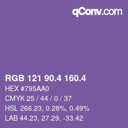 カラーコード: RGB 121 90.4 160.4 | qconv.com