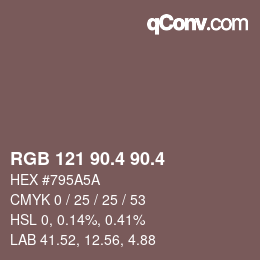 カラーコード: RGB 121 90.4 90.4 | qconv.com