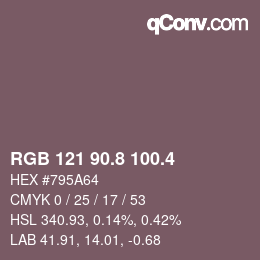 カラーコード: RGB 121 90.8 100.4 | qconv.com