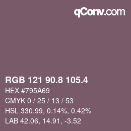 カラーコード: RGB 121 90.8 105.4 | qconv.com