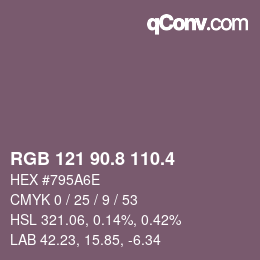 カラーコード: RGB 121 90.8 110.4 | qconv.com