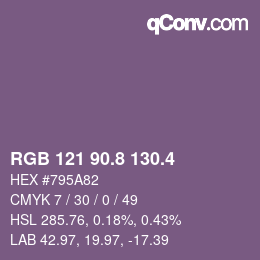 カラーコード: RGB 121 90.8 130.4 | qconv.com
